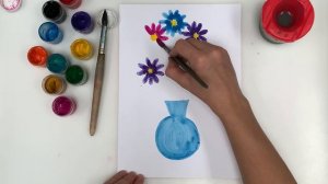 Как нарисовать букет в вазе. Рисуем вместе поэтапно. Урок рисования для самых маленьких.