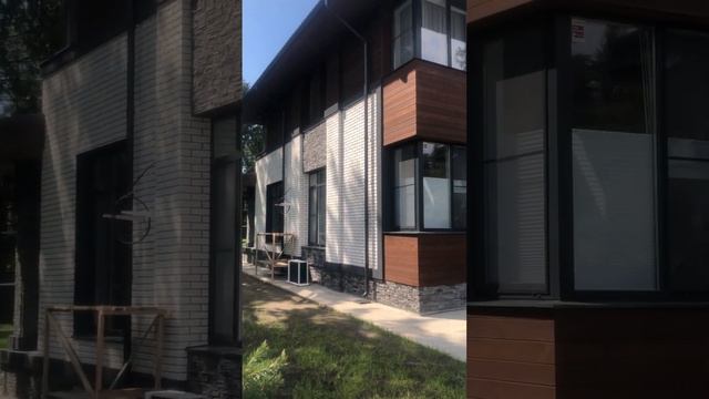 Отделка фасада частного дома Клинкером, камнем, планкеном. смотреть онлайн