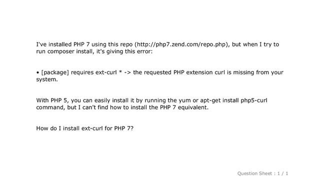 PHP : How do I install the ext-curl extension with PHP 7? смотреть онлайн