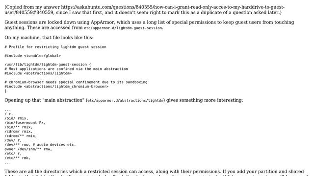 How can I grant guest accounts read (or read-write) permission on a folder outside their home? смотреть онлайн