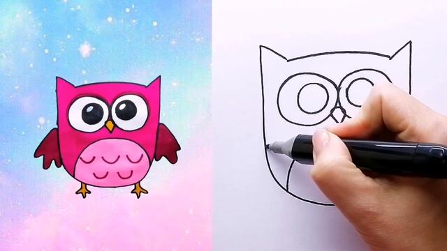 как нарисовать сову легко. Рисуем с детьми смотреть онлайн