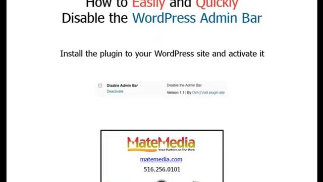 Disable the WordPress Admin Bar смотреть онлайн
