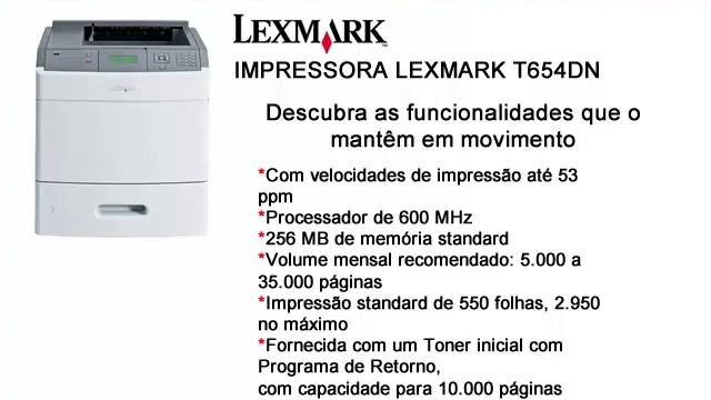 Infosolar: Impressora Lexmark T654DN (Duplex e Rede) - R$ 3.588,00 смотреть онлайн