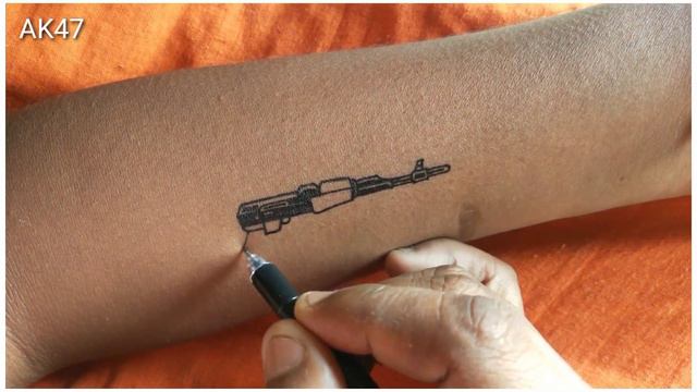How To Make AK47 Tattoo | Ak47 Tattoo | Ak 47 Tattoo On Hand