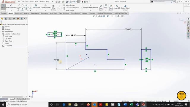 SMART DIMENSION option in SolidWorks I SKETCH TAB TUTORIAL I SolidWorks Tutorial смотреть онлайн