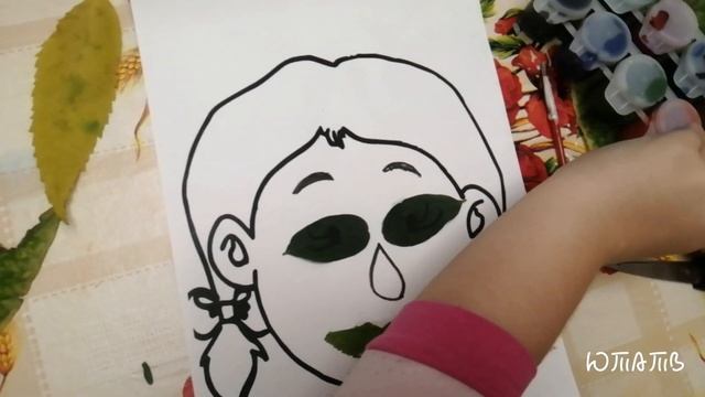 ОСЕНЬ. Поделка. ПОРТРЕТ из ЛИСТЬЕВ. Юный художник. смотреть онлайн