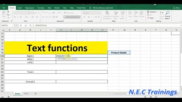 34-Left, right and mid functions | MS EXCEL 2019 | NEC Trainings смотреть онлайн