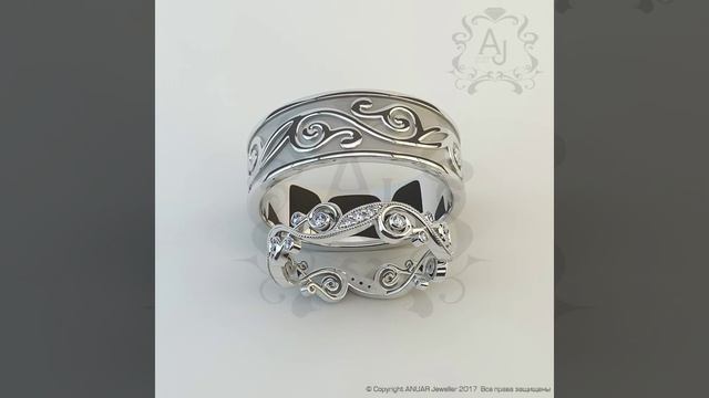 Обручальные кольца в стиле "Paris" белое золото 585 и бриллианты смотреть онлайн