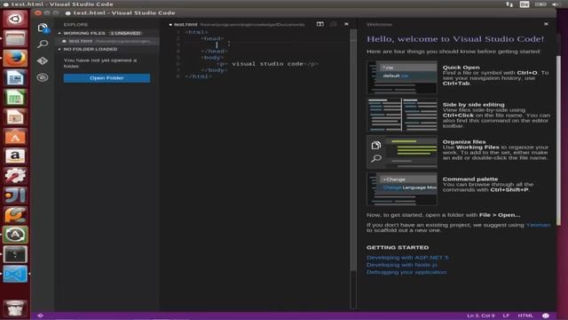 Microsoft Visual Studio Code in Ubuntu Linux смотреть онлайн