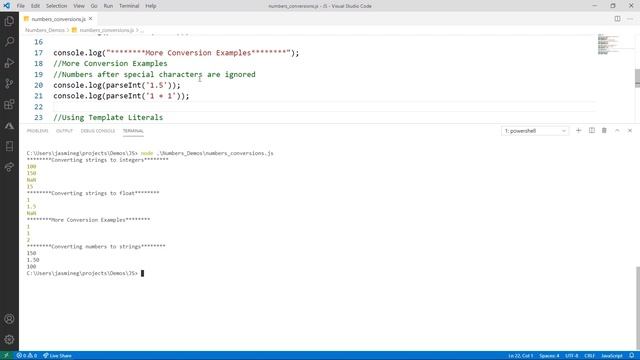 Demo: Converting strings to numbers [20 of 51] | JavaScript for Beginners смотреть онлайн