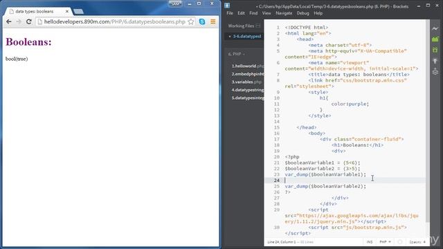 6. Data Types Booleans - PHP смотреть онлайн