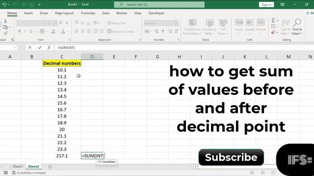 How to get sum of values before and after decimal point #ex#exceltutorial смотреть онлайн