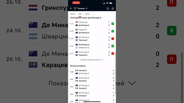 Синнер - Де Минаур Прогноз и ставка на теннис Париж смотреть онлайн