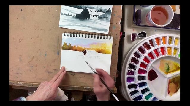 From Black and White to Color. Using a watercolor value sketch to paint a color study. смотреть онлайн