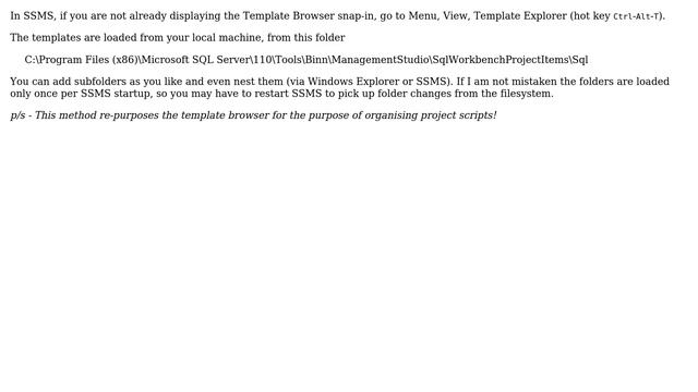 Databases: SQL Server Management Studio 2012: How to have folders in the SSMS project? смотреть онлайн