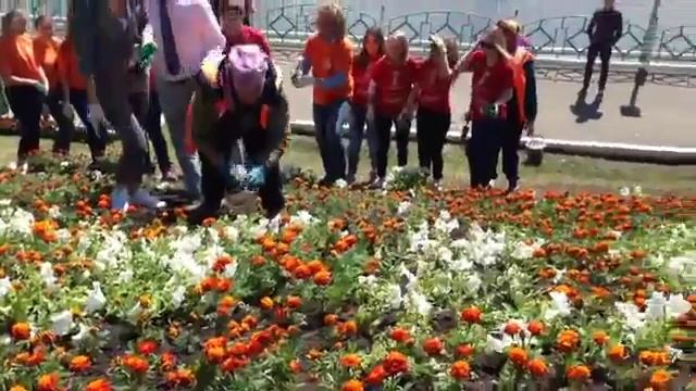 Посол Саранска на ЧМ-2018 Татьяна Гордеева высаживает цветы в столице Мордовии смотреть онлайн