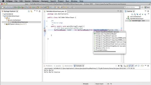 5-Minute Java with Eclipse Juno Part 3: User Input смотреть онлайн