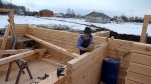 Самостоятельное строительство дома из бруса. Монтаж стен на шканты