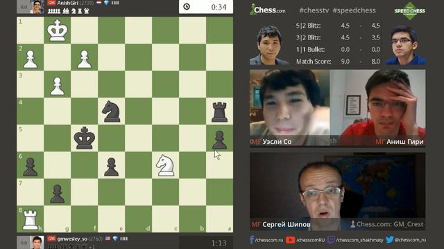 Гири - Со, 18 партия, 3+2. Каталонское начало. Speed chess 2017. Шахматы. Сергей Шипов смотреть онлайн