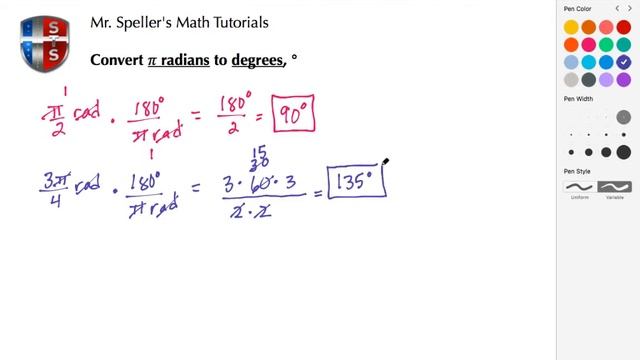 How to convert pi radians to degrees смотреть онлайн