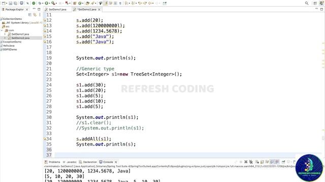 Collections of LinkedHashSet & TreeSet added using addAll Method смотреть онлайн