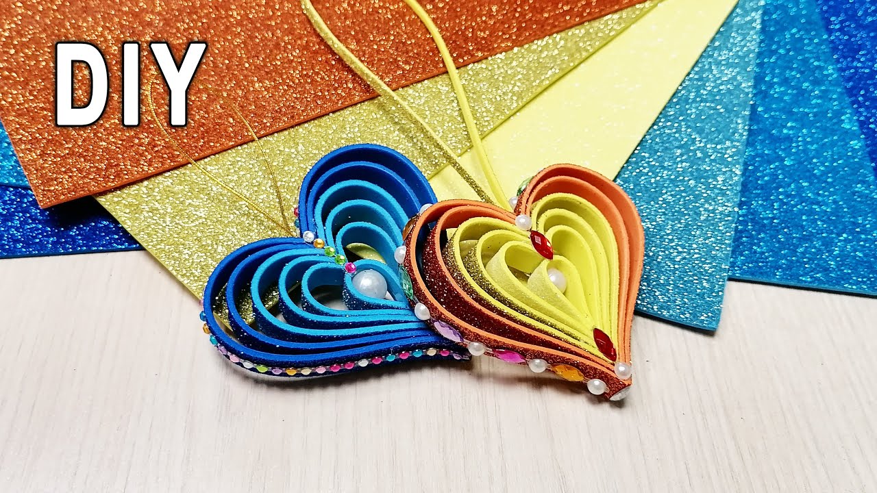 ? СЕРДЕЧКИ из глиттерного фоамирана своими руками. Как сделать сердечко Мастер Класс смотреть онлайн