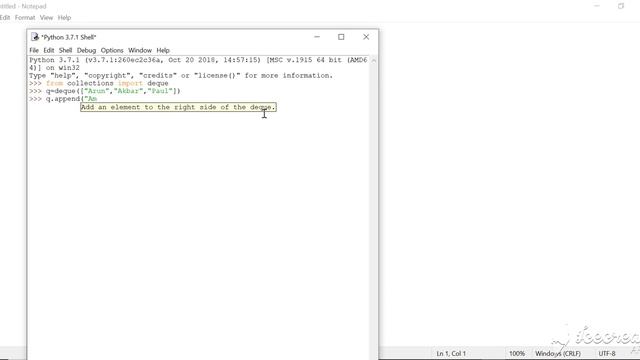 Deque Example in Python смотреть онлайн