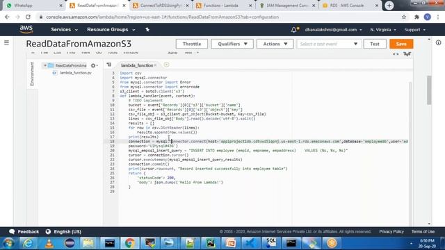 AWS | Project | Final Part | Read S3 CSV file and insert into RDS mysql using Python Lambda Functio смотреть онлайн
