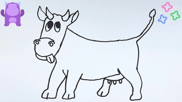 How to draw a cow | Как нарисовать корову | Wie man eine Kuh zeichnet | Bolalar uchun sigir chizish смотреть онлайн