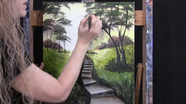 TIME LAPSE - Learn How to Paint "SUMMER FLOWER STAIRWAY" with Acrylic Paint - Easy Painting Tutoria смотреть онлайн