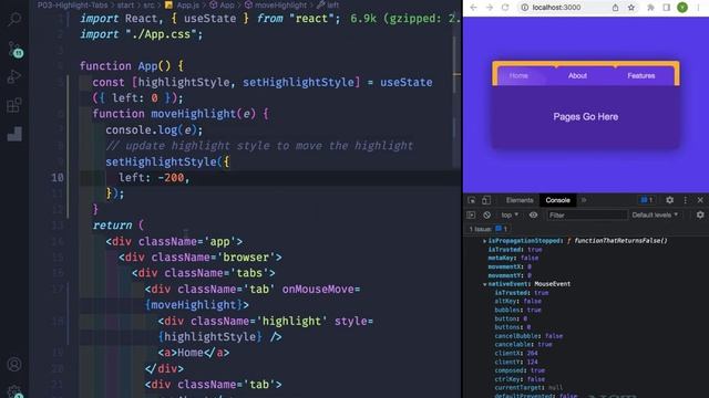 09 lecture build highlight tabs - React Projects смотреть онлайн