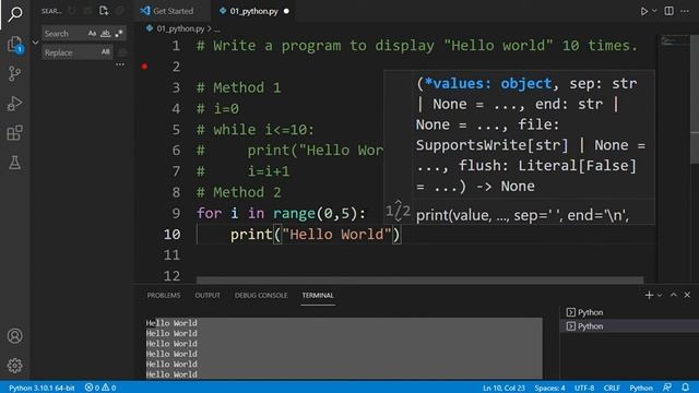 Print "Hello World" 10 times in Python || A levels || Python смотреть онлайн