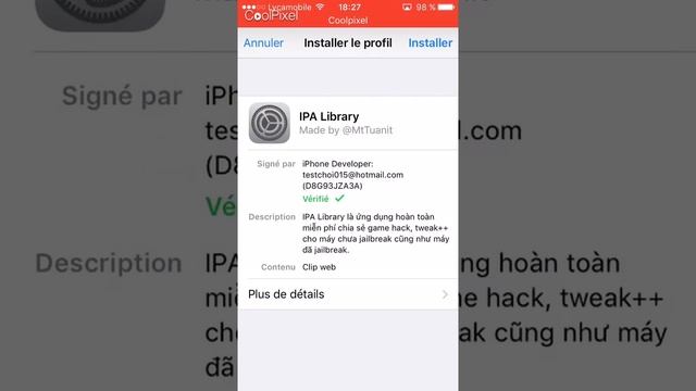 Installer fichier IPA sans pc et jailbreak смотреть онлайн