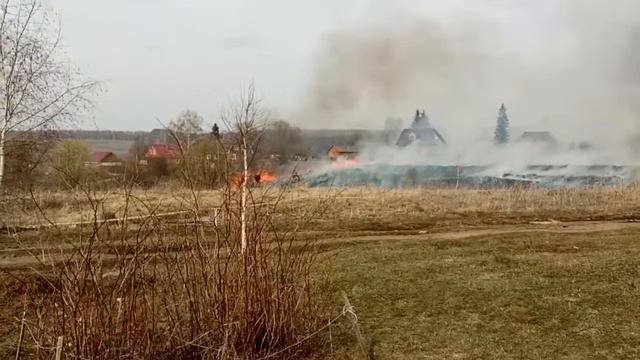Горит трава. Венёвский р-он с. Богоявленка 20.04.19г.