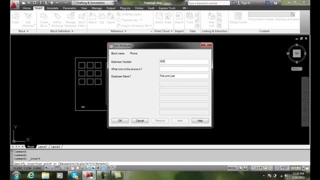 AutoCAD II 25-9 Inserting Blocks with Attributes смотреть онлайн