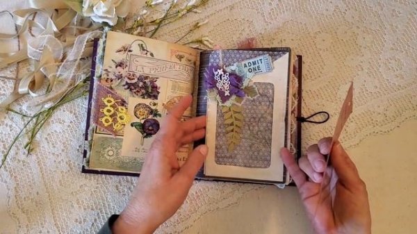 Junk Journal Inspiration and Ideas!  “Pansies” Journal Flip Through.   (SOLD)