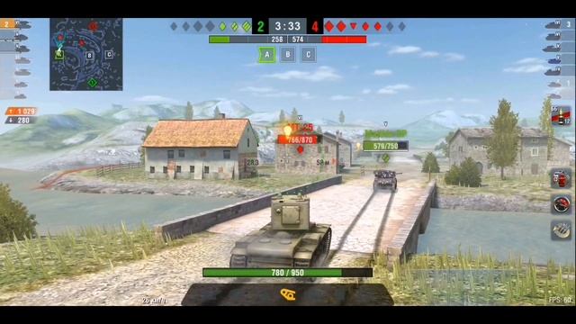 World of Tanks Blitz, KV 2, gameplay 1080p 60fps; 4 kills смотреть онлайн
