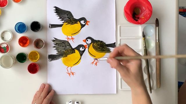 Рисуем синичек поэтапно. Как нарисовать птичек шаг за шагом. Урок рисования для детей. смотреть онлайн