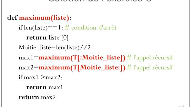 Exercice corrigé 5 en Python: Fonction récursive permettant de retourner le maximum d’une liste. смотреть онлайн