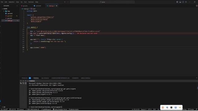 Golang , GORM Connect to MySQL Database (ການເຊື່ອມຕໍ່ຖາມຂໍ້ມູນໂດຍໃຊ້ Gorm ) смотреть онлайн