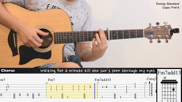 Sunflower - Rex Orange County | Fingerstyle Guitar | TAB + Chords + Lyrics смотреть онлайн
