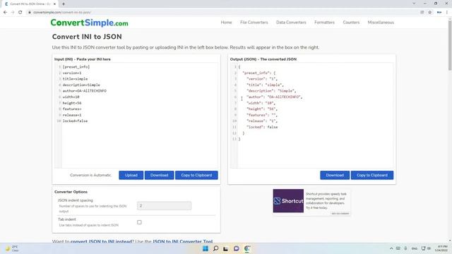 How To Convert JSON To INI And Reverse Online смотреть онлайн