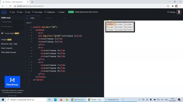 Таблиці в мові HTML