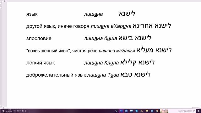 239. Словосочетания со словом ЛИШАНА "язык" в арамейском языке смотреть онлайн