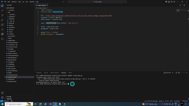 ModuleNotFoundError: No module named 'bs4' - Python смотреть онлайн