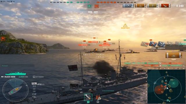 Крейсер Великобритании Black Swan.Морской бой-10.Игра World Of Warships смотреть онлайн