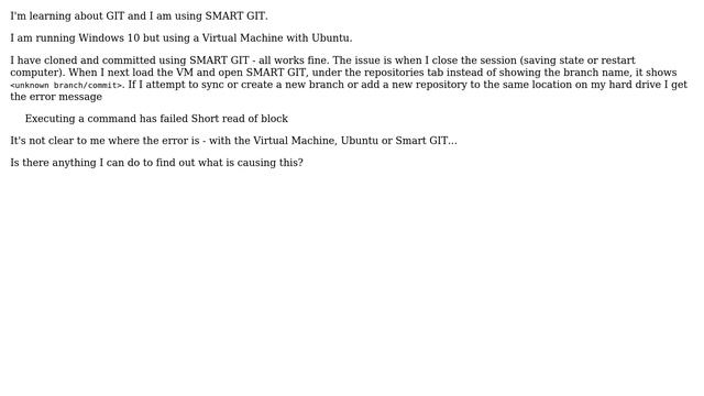 Ubuntu: Smart GIT issue short read of block смотреть онлайн