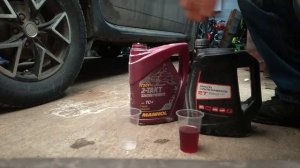 двухтактные масло Тайга 2т и Mannol 2t snowpower текучесть визуально при -30 гр по цельсию