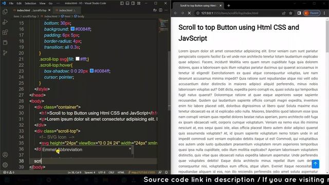 How to Create Scroll to Top - Back to Top Button Using Html CSS & JavaScript смотреть онлайн