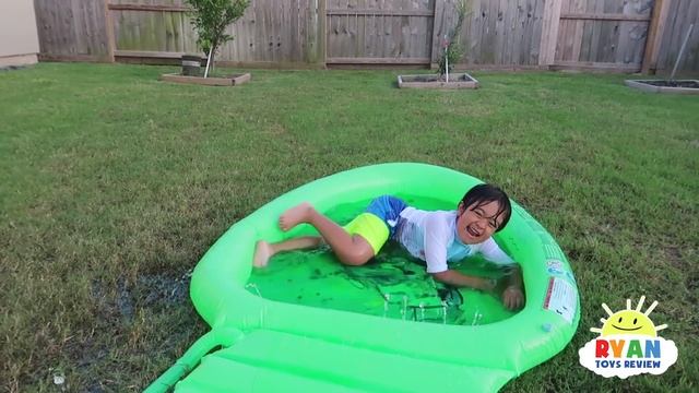 SLIME Water Slide for Kids H2O Slip N Slide Inflatable toy!!! смотреть онлайн